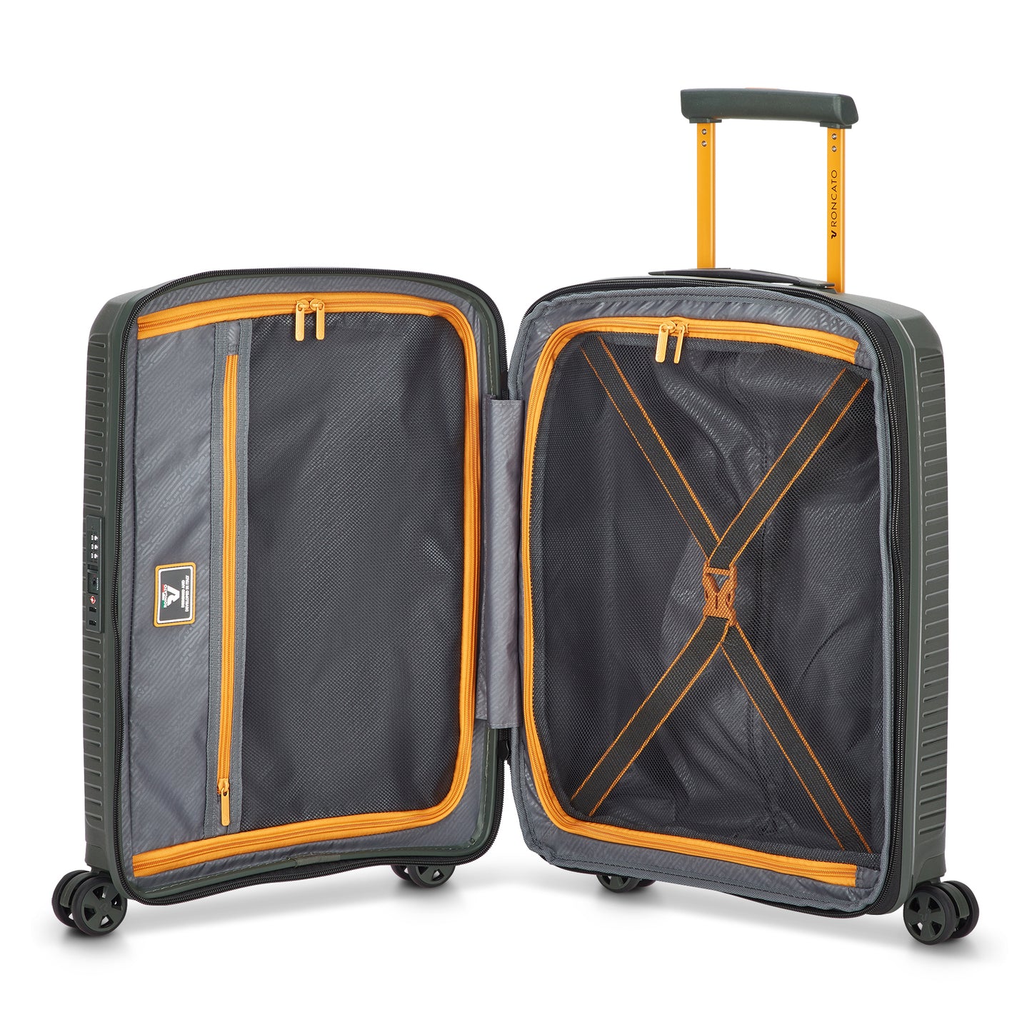 Maleta de cabina Roncato ARCADE amarilla 55 cm vista interior