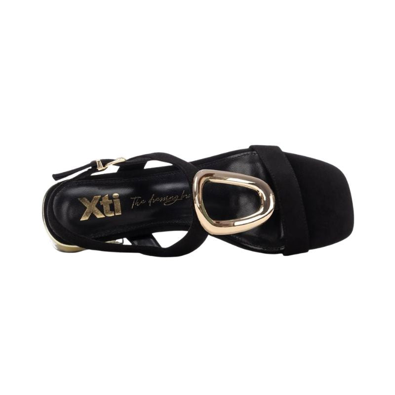 SANDALIAS DE ANTE XTI CON APLIQUE DORADO PARA MUJER