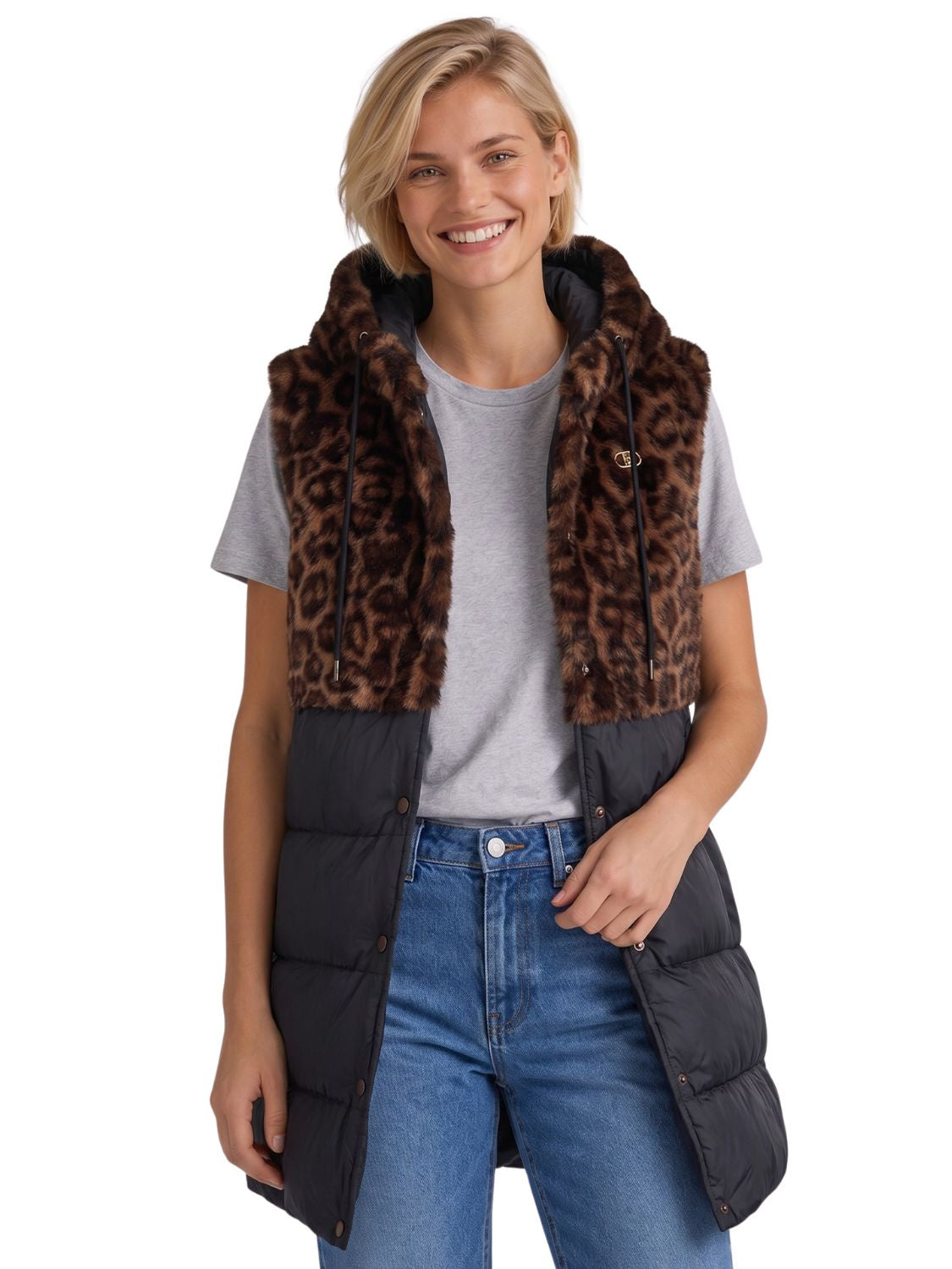 CHALECO CON CAPUCHA LIUJO FAKEF - ANIMAL
