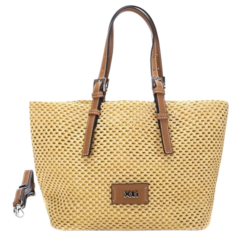 BOLSO MUJER XTI RAFIA TAUPE